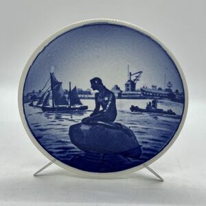 Vintage Royal Copenhagen Denmark Blue Mini Plate Langelinie Little Mermaid 3”